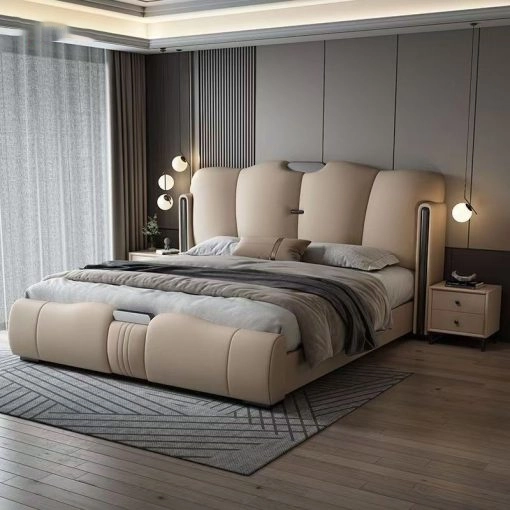 GIƯỜNG NGỦ DA CAO CẤP KIỂU Ý CÓ NGĂN CHỨA ĐỒ TPODGN11