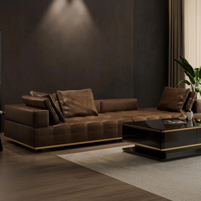 Đóng sofa chữ L da phong cách Ý