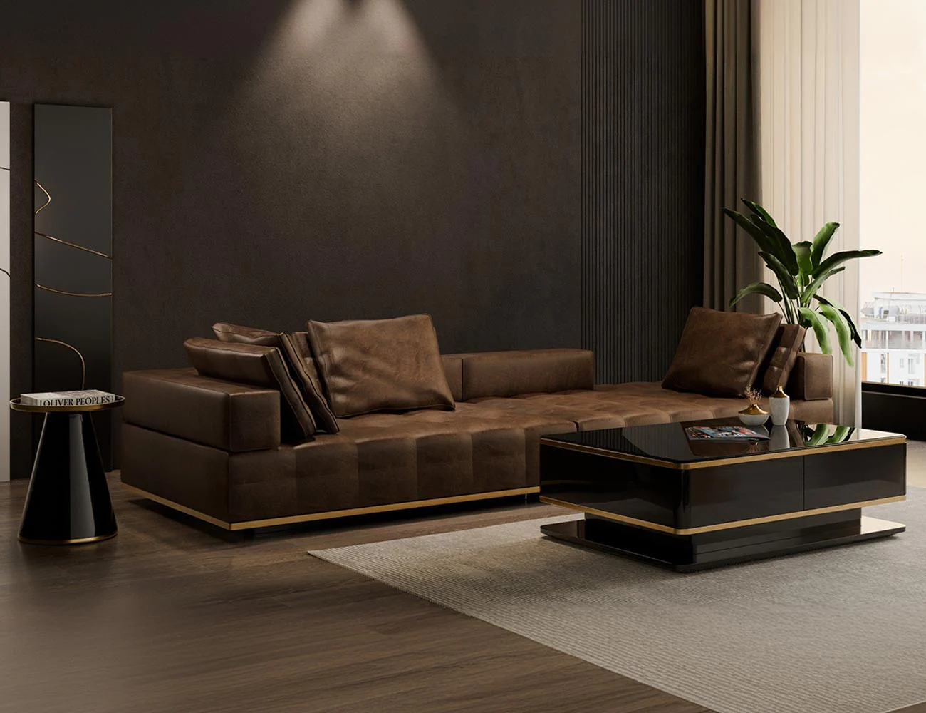 Đóng sofa chữ L da phong cách Ý